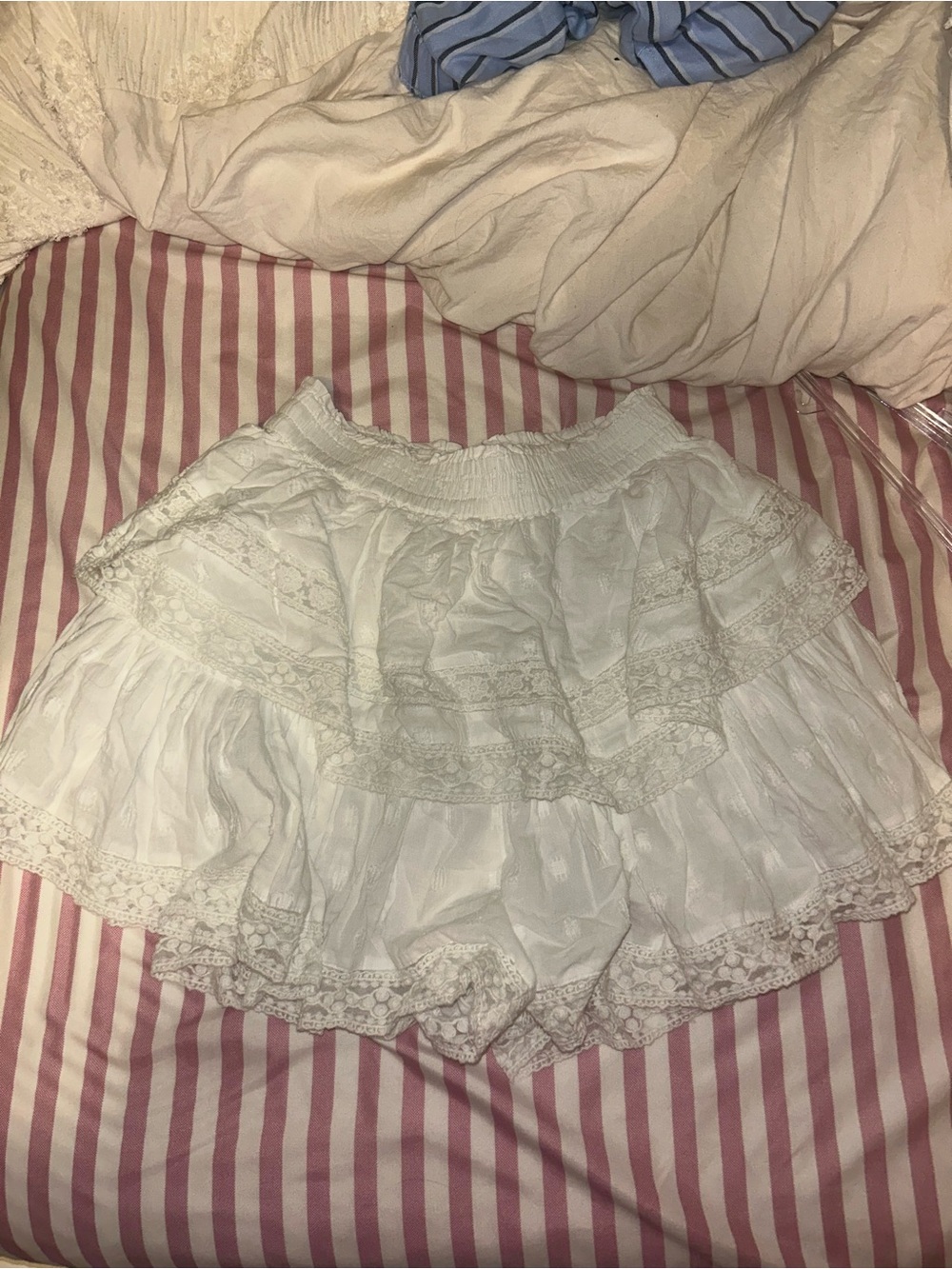 American Eagle Outfitters White Tiered Lace Skater Mini
